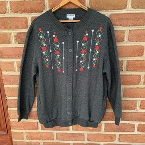 Grandma button up fleece cardigan sweater.  size extrasmall to medium  comfy